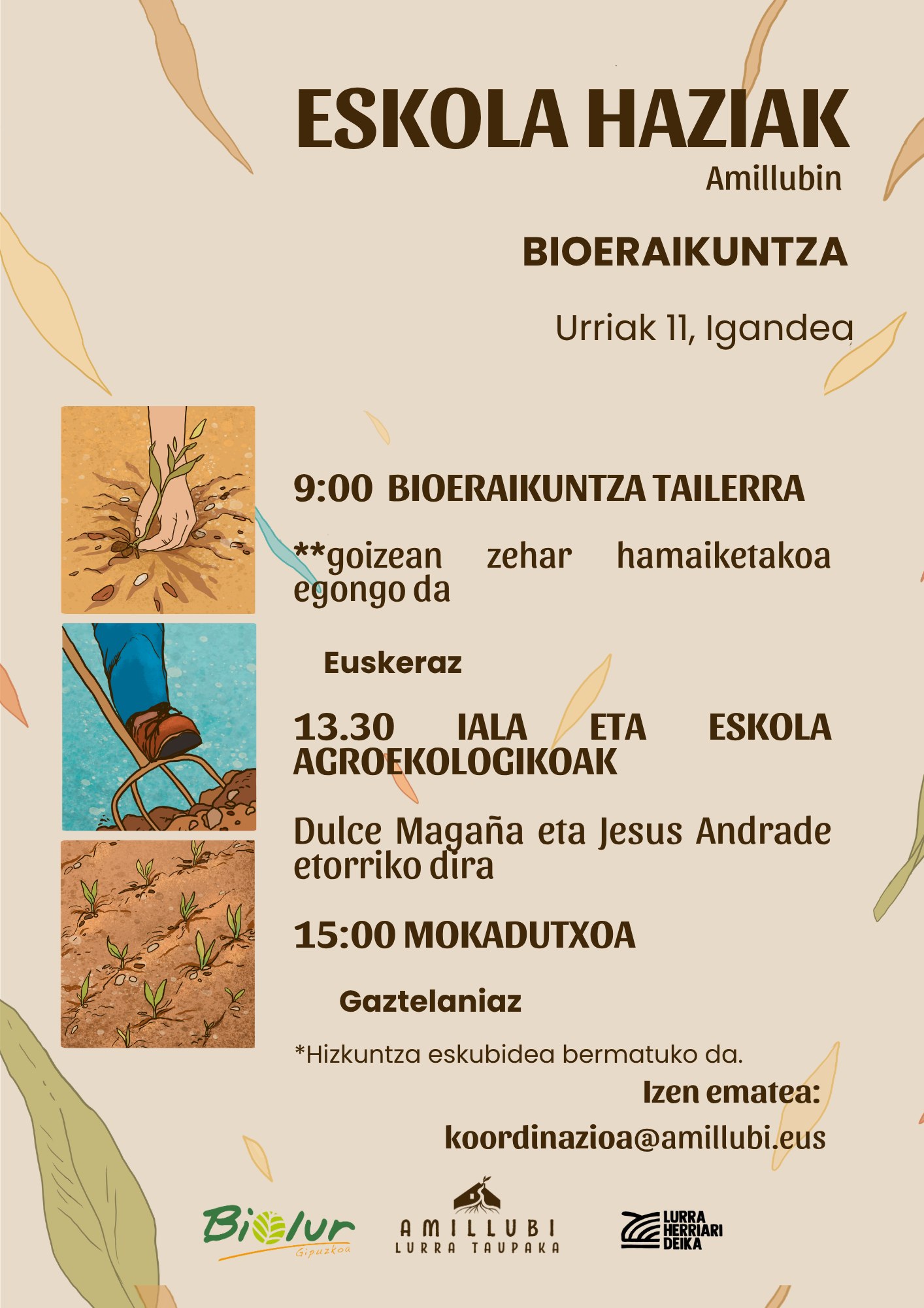 Bioeraikuntza, agroekologia eta herri-hezkuntza uztartuko ditugu